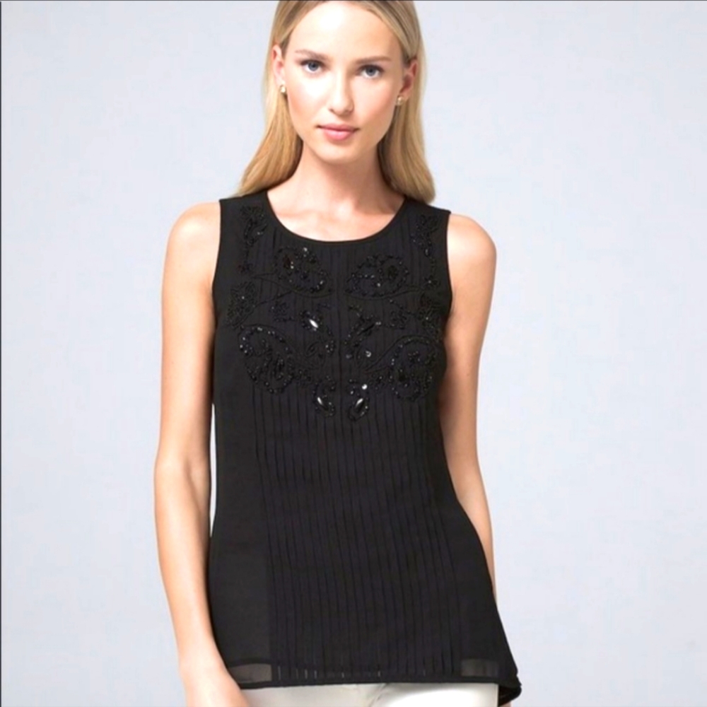 WHBM Beaded Pleated Blouse